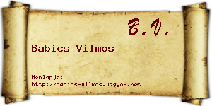 Babics Vilmos névjegykártya